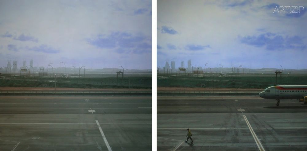 A5.Madrid Airport Acrylic on canvas, 2x80x80 cm 2007-08 Private Collection “sammlung FIEDE”, Aschaffenburg