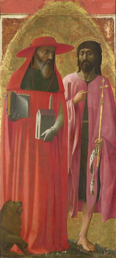NG5962 Masaccio Saints Jerome and John the Baptist about 1428-9 Egg tempera on poplar 125 x 58.9 cm Credit Line: The National Gallery, London