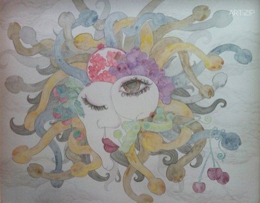 姜嘯然 Shoran Jiang Medusa Medium: Mixed media on silk Size: 50cm x 40cm Year: 2011 
