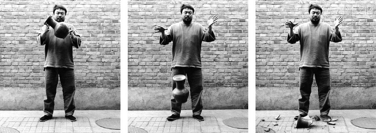 Ai Weiwei, Dropping a Han Dynasty Urn, 1995 3 black and white prints, each 148 x 121 cm Courtesy of Ai Weiwei Studio Image courtesy Ai Weiwei (c) Ai Weiwei 