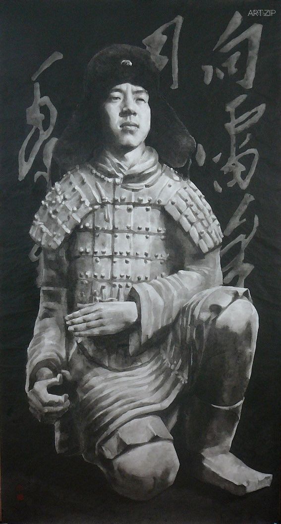 Qu Leilei. Lei Feng. Ink on Paper. 170 x 91cm