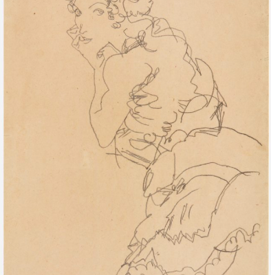 Girl Leaning on Her Elbow by Egon Schiele (1915) ©W&K